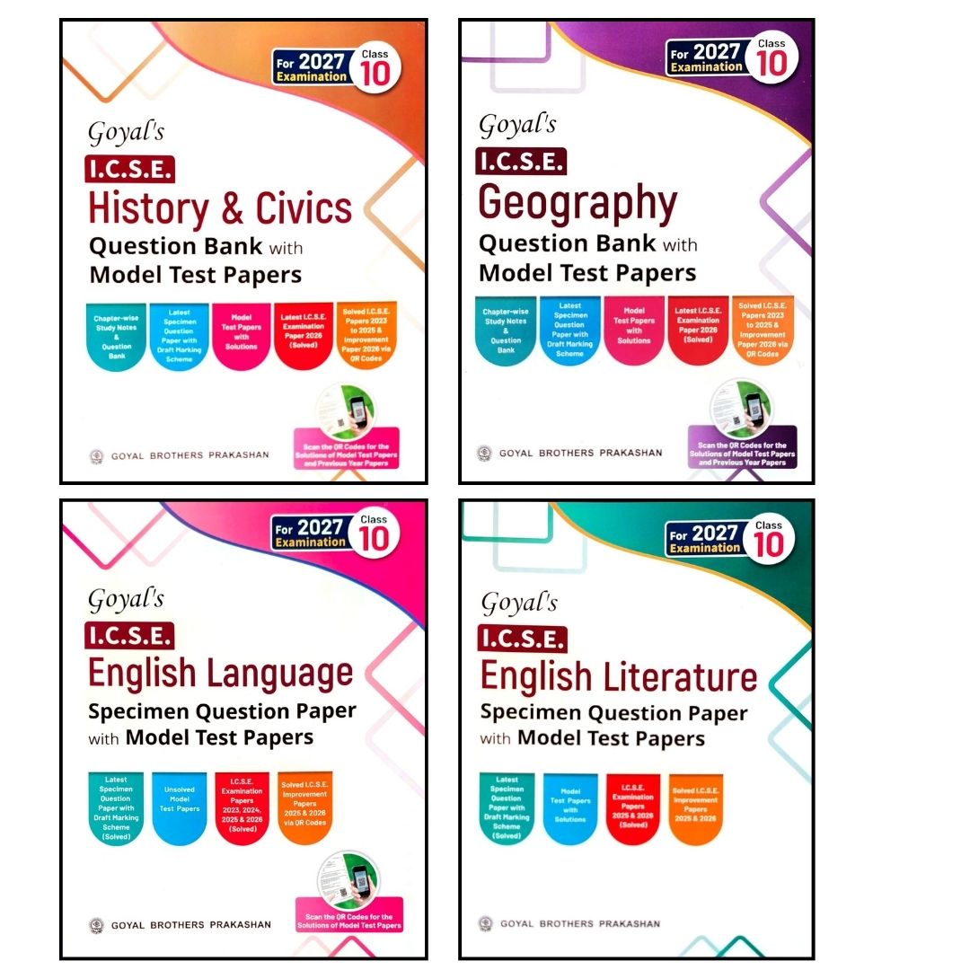 Goyal ICSE Question Bank History & Civics, Geography, English language and literature Question Bank with Model Test Papers Class 10 for 2027 Examinations - Combo of 4 Books - Paperback