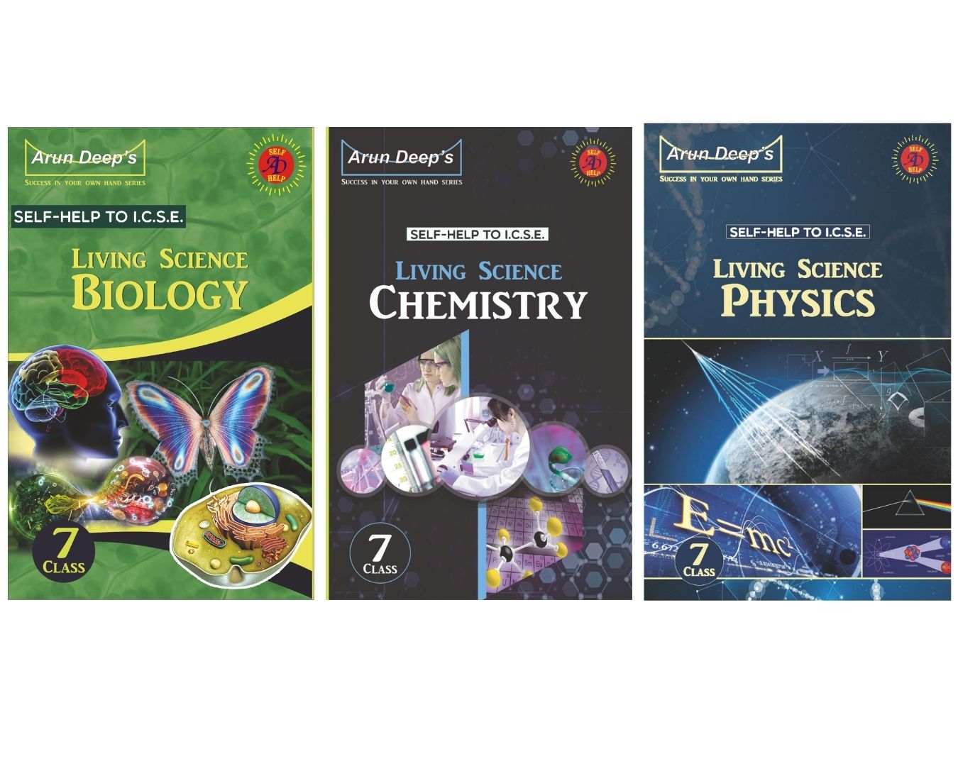 Arundeep’s Self-Help to I.C.S.E. Living Science Biology, Chemistry and Physics For Class 7 - Set of 3 Books - Latest for 2026 Session (Based on Latest ICSE Syllabus)
