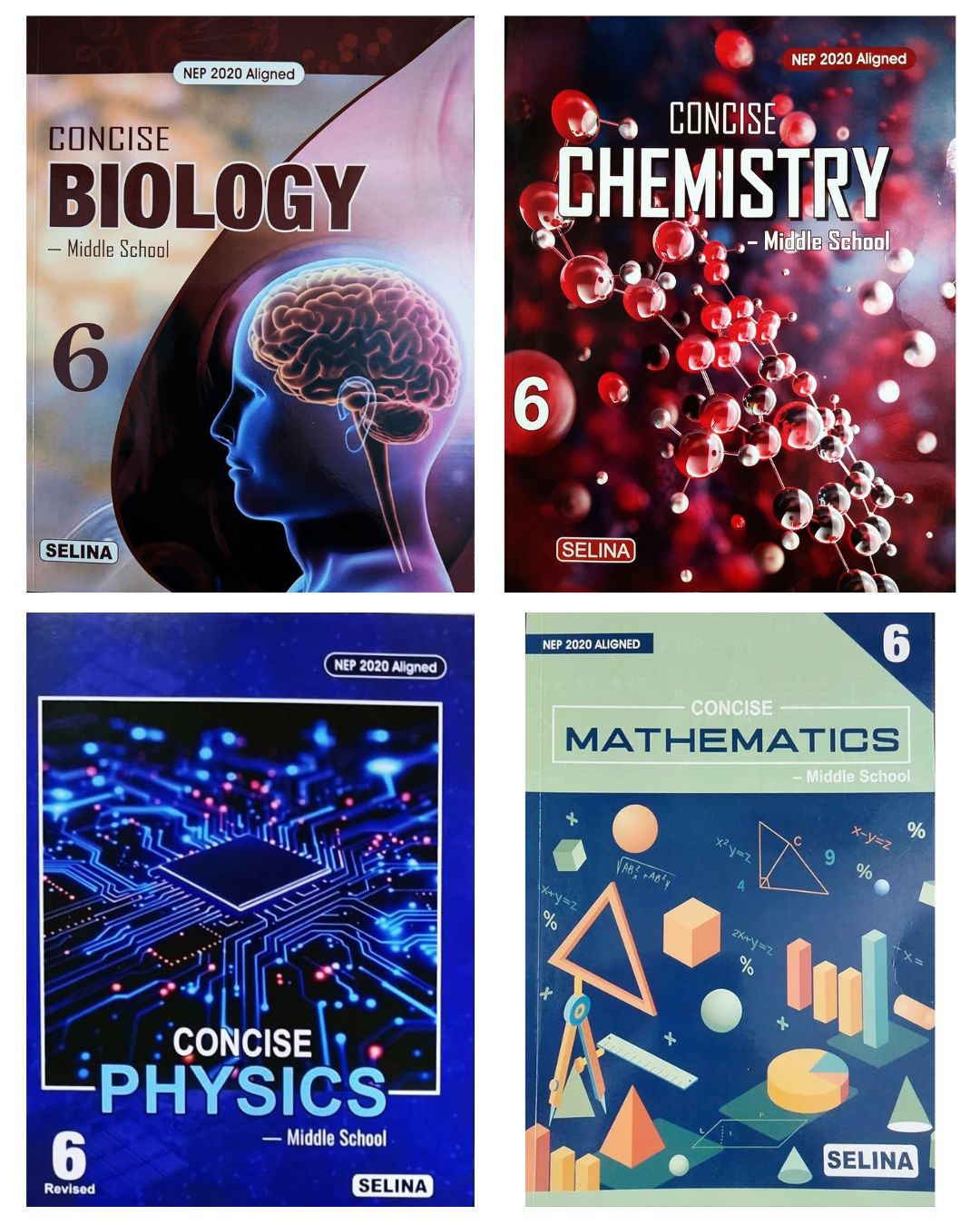 Selina Class 6 Middle School Concise Physics, Concise Chemistry, Concise Biology & Concise Mathematics - Combo of 4 Books - Latest For 2026-27 Session. Paperback