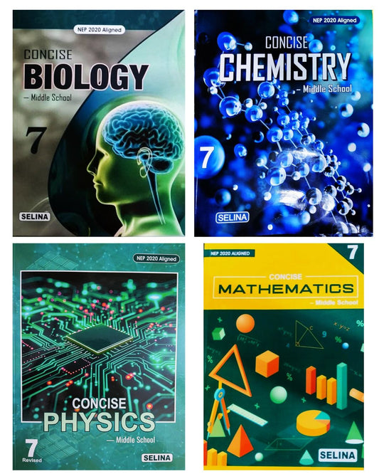 Selina Class 7 Middle School Physics, Chemistry, Biology & Mathematics - Combo of 4 Books - Latest For 2026-27 Session
