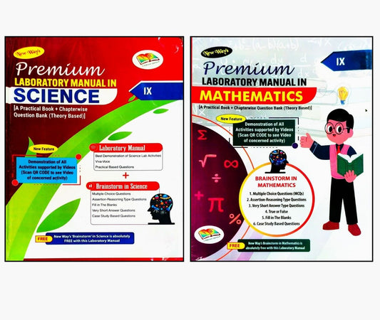 New Way's Premium Laboratory Manual In Mathematics and Science Class 9 _ Set of 2 Books - Latest for 2026 Examination. [A Practical Book + Chapterwise Question Bank (Theory based)] - (Hardbound)