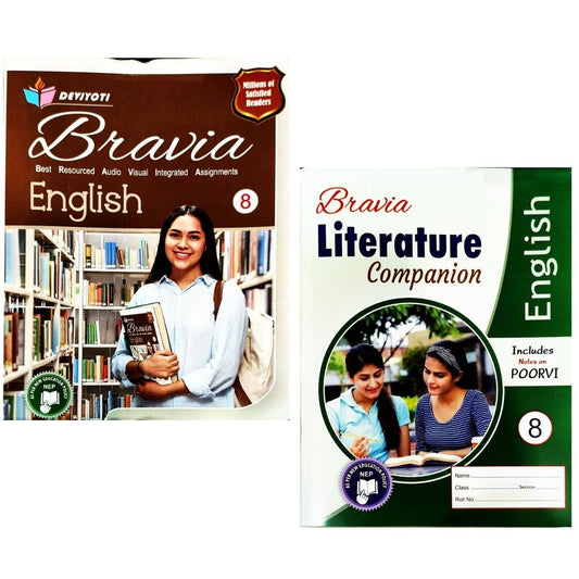 Devjyoti Bravia English Assignments with Literature Companion for Class 8 - Set of 2 Books - Latest For 2026 Session. Paperback