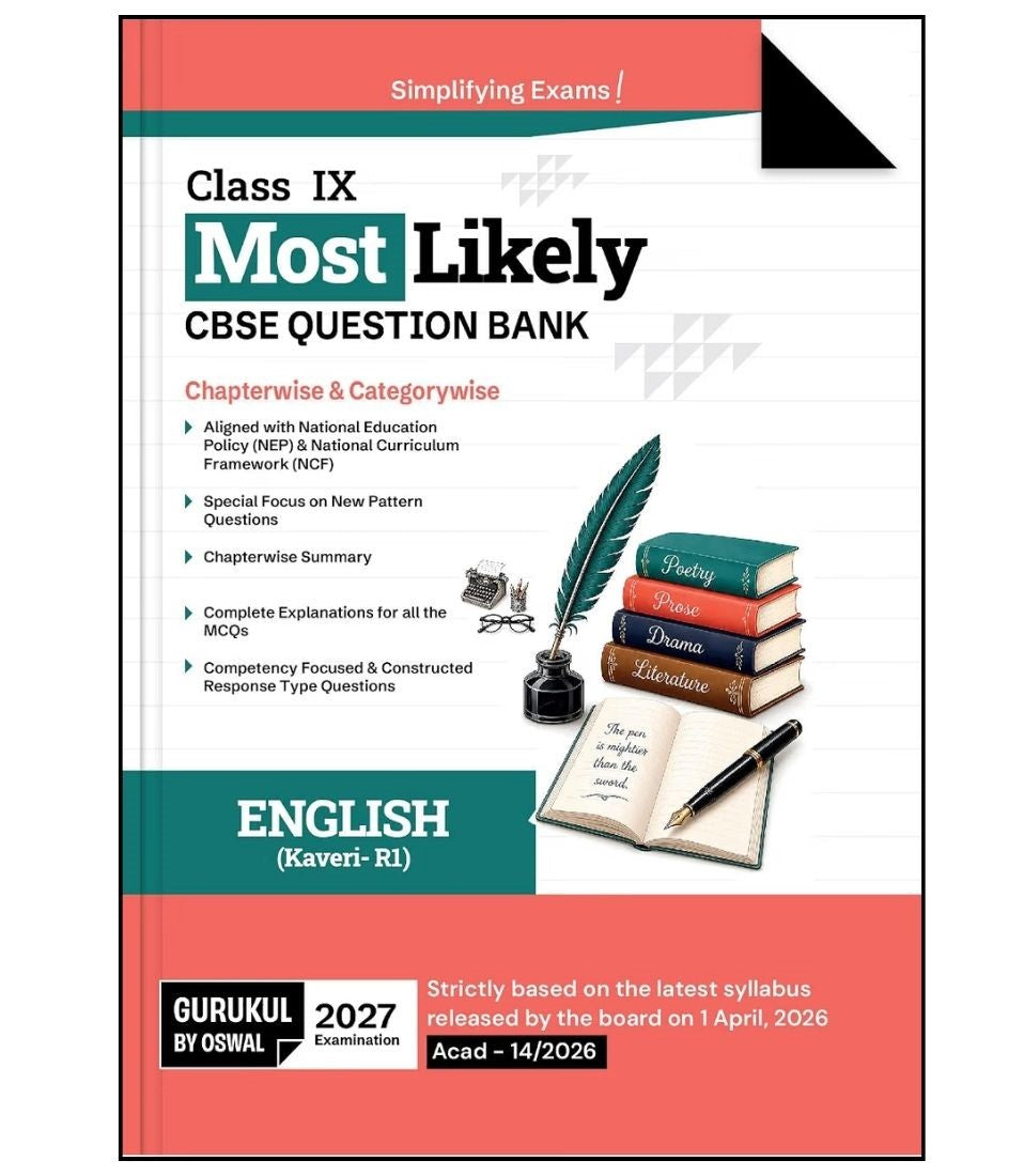 Oswal Gurukul Most Likely CBSE Question Bank Mathematics, English, Science and Social for Class 9 _ Set of 4 Books _ Based on NEW NCERT Textbook's - Latest for 2027 Examination. Paperback