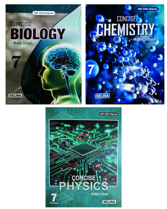 Selina Class 7 Middle School Physics, Chemistry and Biology - Combo of 3 Books - Latest For 2026-27 Session