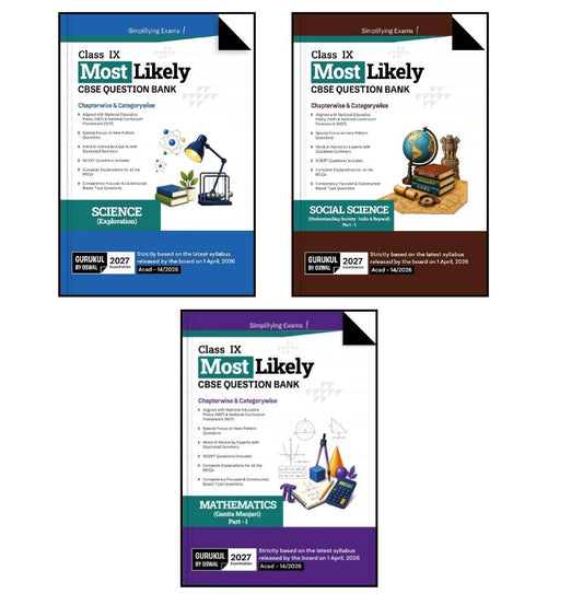 Oswal Gurukul Most Likely CBSE Question Bank Mathematics, Science and Social for Class 9 _ Set of 3 Books _ Based on NEW NCERT Textbook's - Latest for 2027 Examination. Paperback