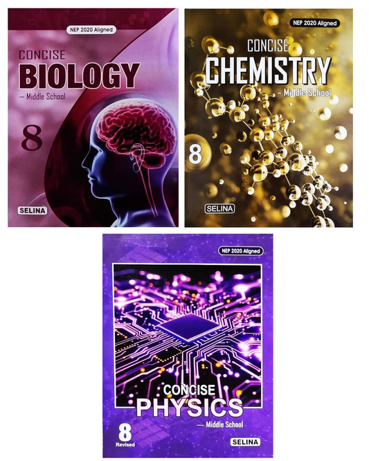 Selina Middle School Physics, Chemistry and Biology Class 8 - Combo of 3 Books - Latest For 2026-27 Session
