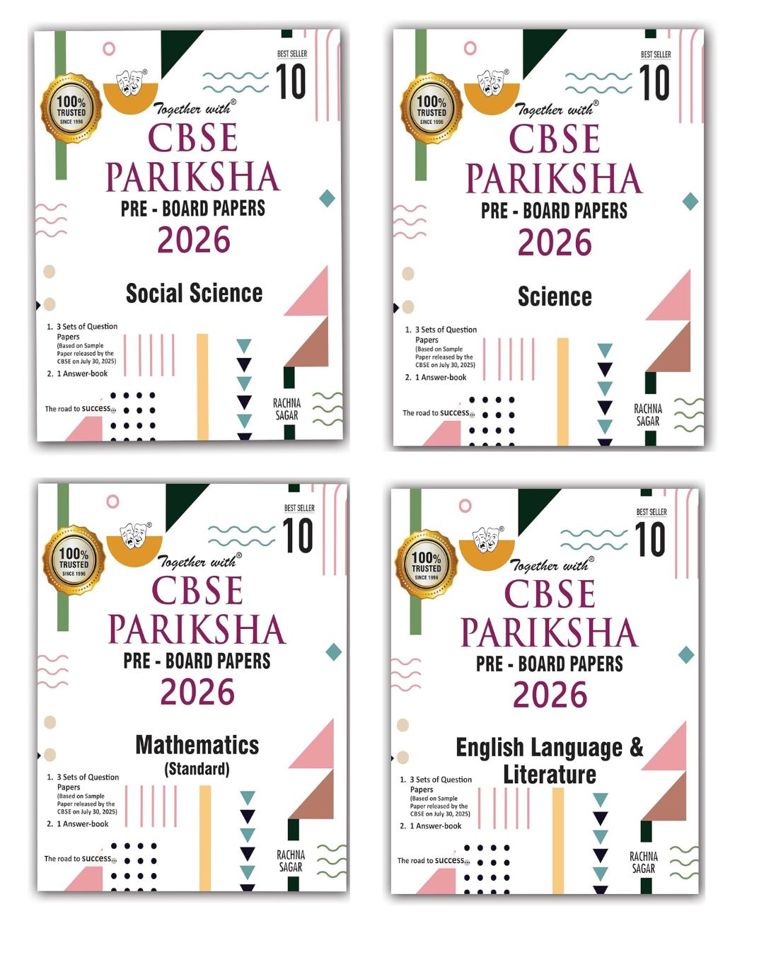 Together with CBSE Pariksha Pre-Board Papers English Language & Literature, Mathematics, Social Science and Science for Class 10 _ Set of 4 Books - Latest For 2026 Session - Paperback