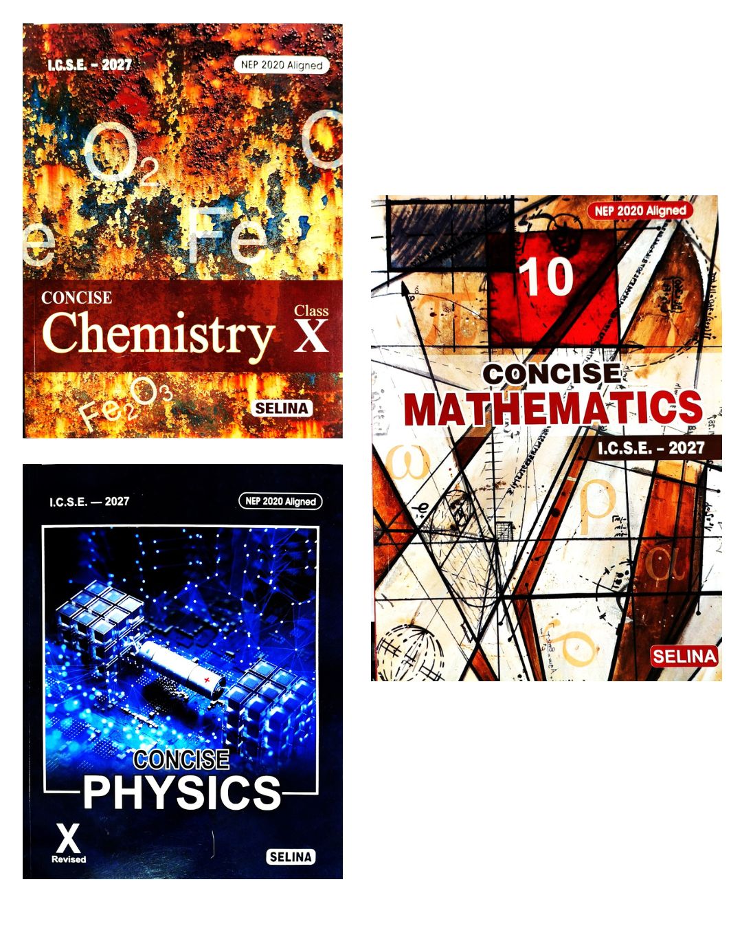 Selina ICSE Concise Physics, Concise Chemistry & Concise Mathematics for Class 10 - Set of 3 Books - Latest for 2027 Session - Paperback
