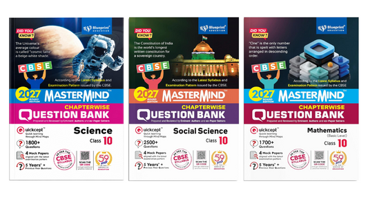 Blueprint - Mastermind Social Science, Mathematics (Basic) & Science CBSE Question Bank for Class 10 - Set of 3 Books - Latest for 2027 Examination