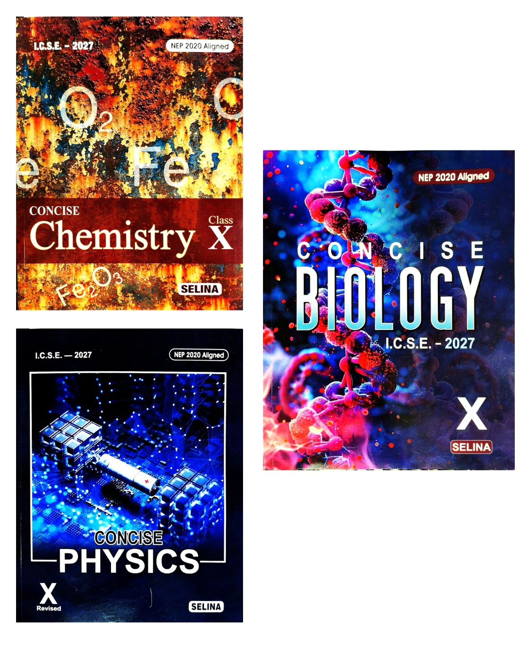 Selina ICSE Concise Physics, Concise Chemistry & Concise Biology for Class 10 - Set of 3 Books - Latest for 2027 Session - Paperback