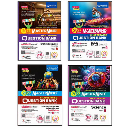 Blueprint - MasterMind CBSE Question Bank Hindi (R1 & R2), English Language (R1 & R2), Science and Social Science (Part 1) for Class 9 _Set of 4 Books - According to the Latest Syllabus and Examination Pattern issued by the CBSE - 2027 Edition