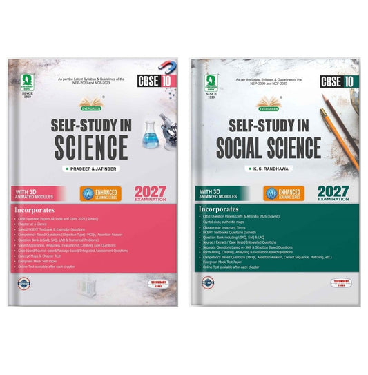 Evergreen CBSE Self Study Science & Social Science for Class 10 - Set of 2 Books - Latest for 2027 Examination