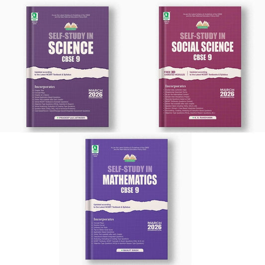 Evergreen CBSE Self Study Social Science, Science and Mathematics for Class 9 - Set of 3 Books - Latest for 2026 Examination