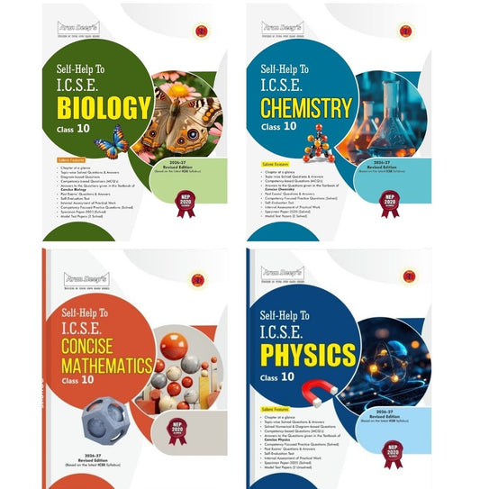 Arun Deep's Self-Help to ICSE Concise Biology, Concise Chemistry, Concise Mathematics & Concise Physics for Class 10 (Revised Edition) - Set of 4 Books - Latest for 2026-27 Examination - Paperback