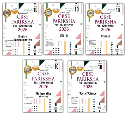 Together with CBSE Pariksha Pre-Board Papers English Communicative, Hindi B, Mathematics, Social Science and Science for Class 10 _ Set of 5 Books - Latest For 2026 Session - Paperback