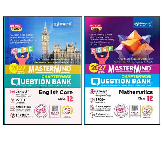Blueprint Mastermind Question Bank Class 12 English and Math's _  Set of 2 Books _  Latest  for 2027 Examination - Paperback