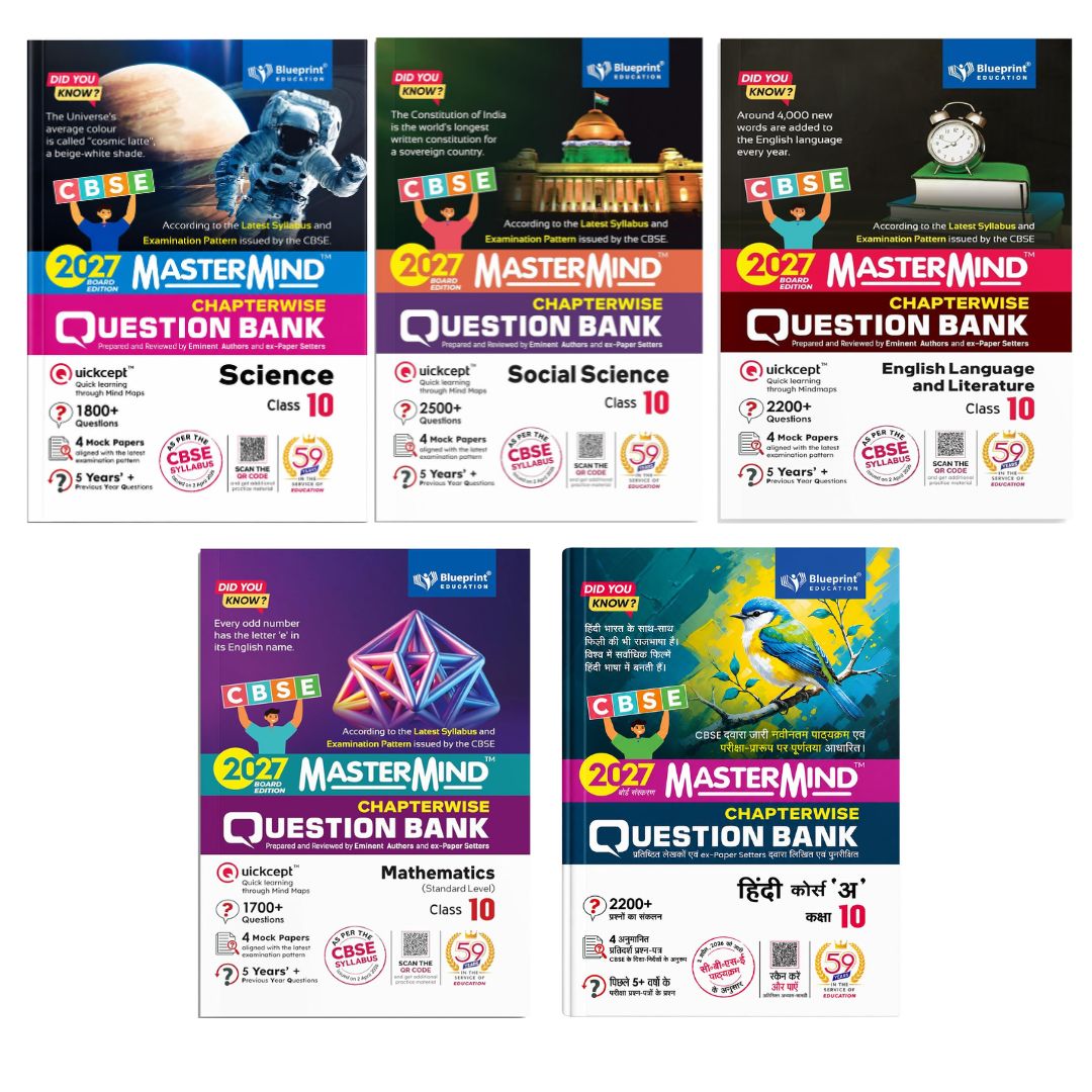 Blueprint - Mastermind Social Science, English, Hindi (A) Mathematics (Standard) & Science CBSE Question Bank for Class 10 - Set of 5 Books - Latest for 2027 Examination
