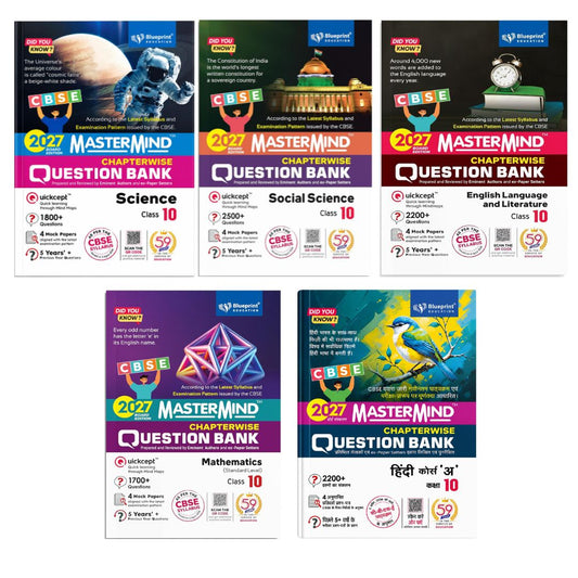 Blueprint - Mastermind Social Science, English, Hindi (A) Mathematics (Standard) & Science CBSE Question Bank for Class 10 - Set of 5 Books - Latest for 2027 Examination