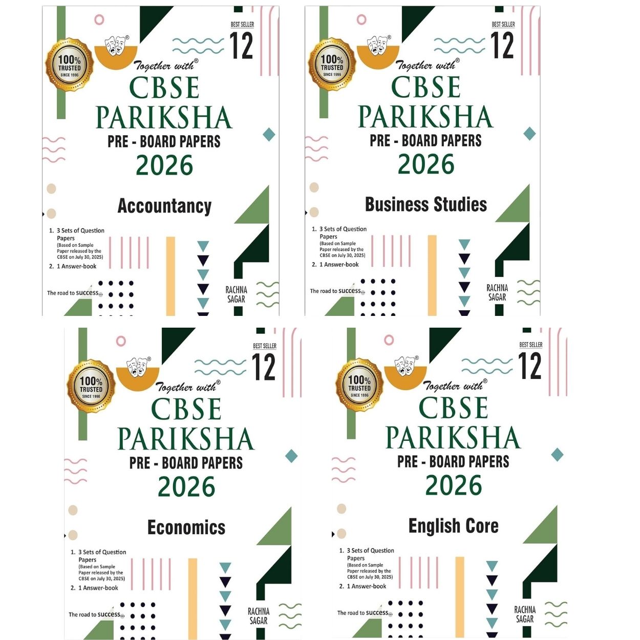 Together with CBSE Pariksha Pre-Board Papers Accountancy, Business Studies, Economics and English Core for Class 12 _ Set of 4 Books - Latest For 2026 Session - Paperback
