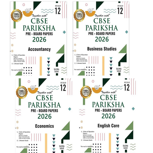 Together with CBSE Pariksha Pre-Board Papers Accountancy, Business Studies, Economics and English Core for Class 12 _ Set of 4 Books - Latest For 2026 Session - Paperback
