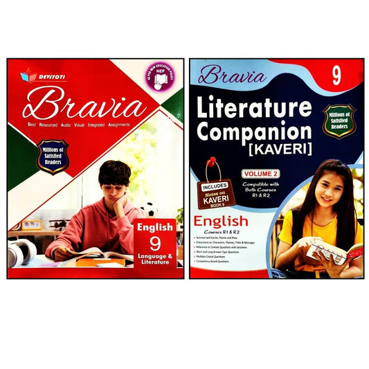 Devjyoti Bravia English (Language &  Literature) with Literature Companion for Class 9 (Volume I & II) _ Includes Notes on KAVERI Book 9 - Latest For 2026 Session. Paperback