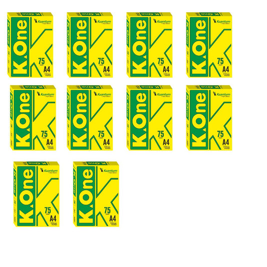 Kuantum A4 Premium Copier Paper (75 GSM) - (Pack of 10 Reams) 1 Ream = 500 Sheets