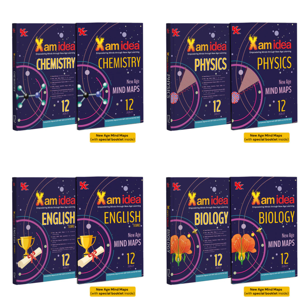 Xam Idea Physics, Chemistry, English & Biology Class 12 - Set of 4 Books _ Mind Maps | Solved NCERT | Solved PYQs | MCQs, A-R, Case-based, VSA, SA, LA Questions | Solved 2026 CBSE Examination & Sample Papers - Latest for 2026-27 Examinations
