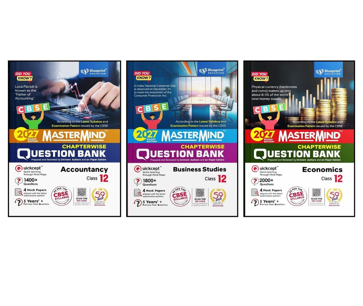 Blueprint - Mastermind Question Bank Class 12 Business Studies, Accountancy and Economics. Set of 3 Books - Latest for 2027 Examination - Paperback