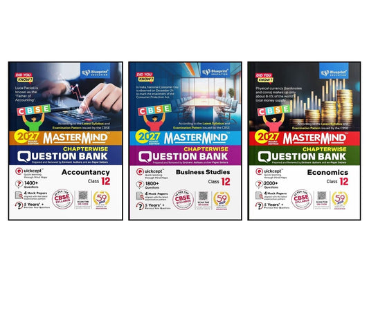 Blueprint - Mastermind Question Bank Class 12 Business Studies, Accountancy and Economics. Set of 3 Books - Latest for 2027 Examination - Paperback