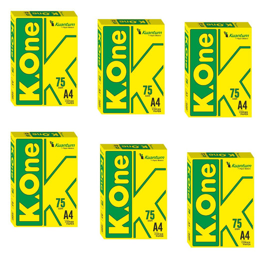 Kuantum A4 Premium Copy Paper (75 GSM) - (Pack of 6 Ream)