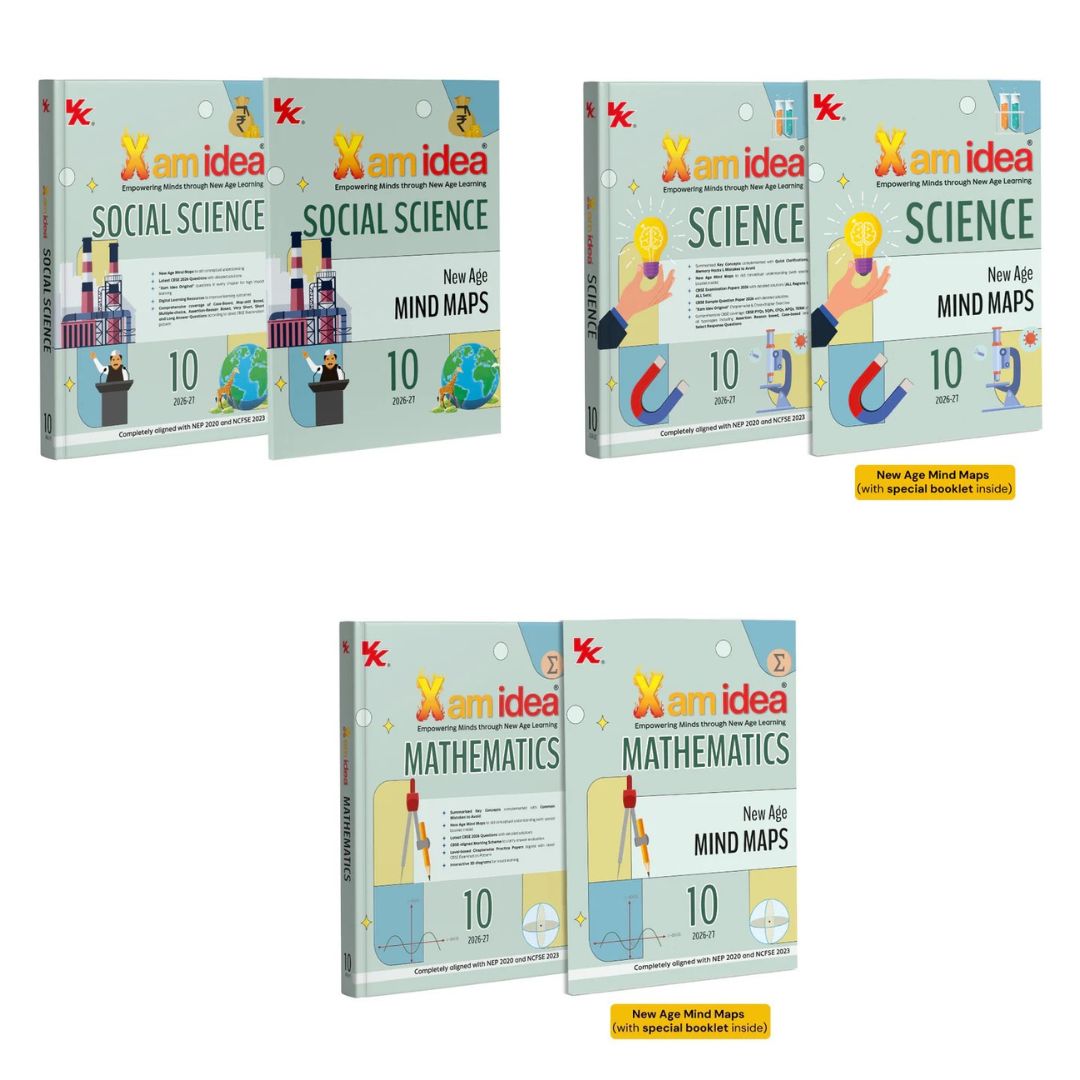 Xam Idea Science, Mathematics and Social Science for class 10_ Set of 3 Books _ Latest for 2026-27 Examination