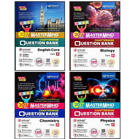 Blueprint - Mastermind Question Bank Class 12 Physics, Chemistry, English and Biology. Set of 4 Books _ Latest for 2027 Examination - Paperback