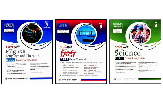 Goyal - Score Well Hindi, Science & English CBSE Exam Companion for Class 9_ Set of 3 Books - Based on new NCERT Textbook and CBSE Guidelines (GANGA Hindi, KAVERI English and EXPLORATION Science) _ Effective from Academic year 2026-27