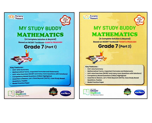 Navneet Learn Smart - My Study Buddy - Mathematics for Class 7 Part 1 and 2 (A complete Solution & Beyond) Based on NCERT Textbook _Ganita Prakash - Set of 2 books. Paperback