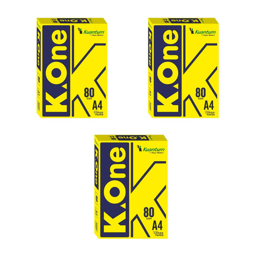 Kuantum A4 Premium Copy Paper (80 GSM) - (Pack of 3 Ream)