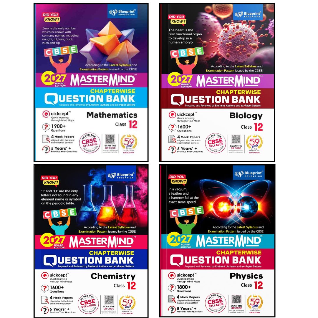 Blueprint - Mastermind Question Bank Class 12 Physics, Chemistry, Mathematics and Biology. Set of 4 Books - Latest for 2027 Examination - Paperback