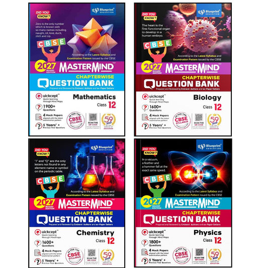 Blueprint - Mastermind Question Bank Class 12 Physics, Chemistry, Mathematics and Biology. Set of 4 Books - Latest for 2027 Examination - Paperback