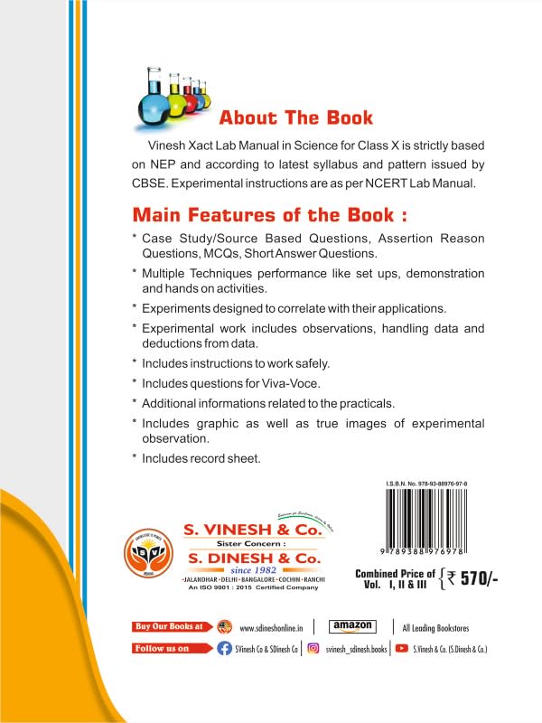VINESH - Xact Lab Manual in Science (Physics + Chemistry + Biology) Class 10 - Based on NEP 2020/NCF 2023