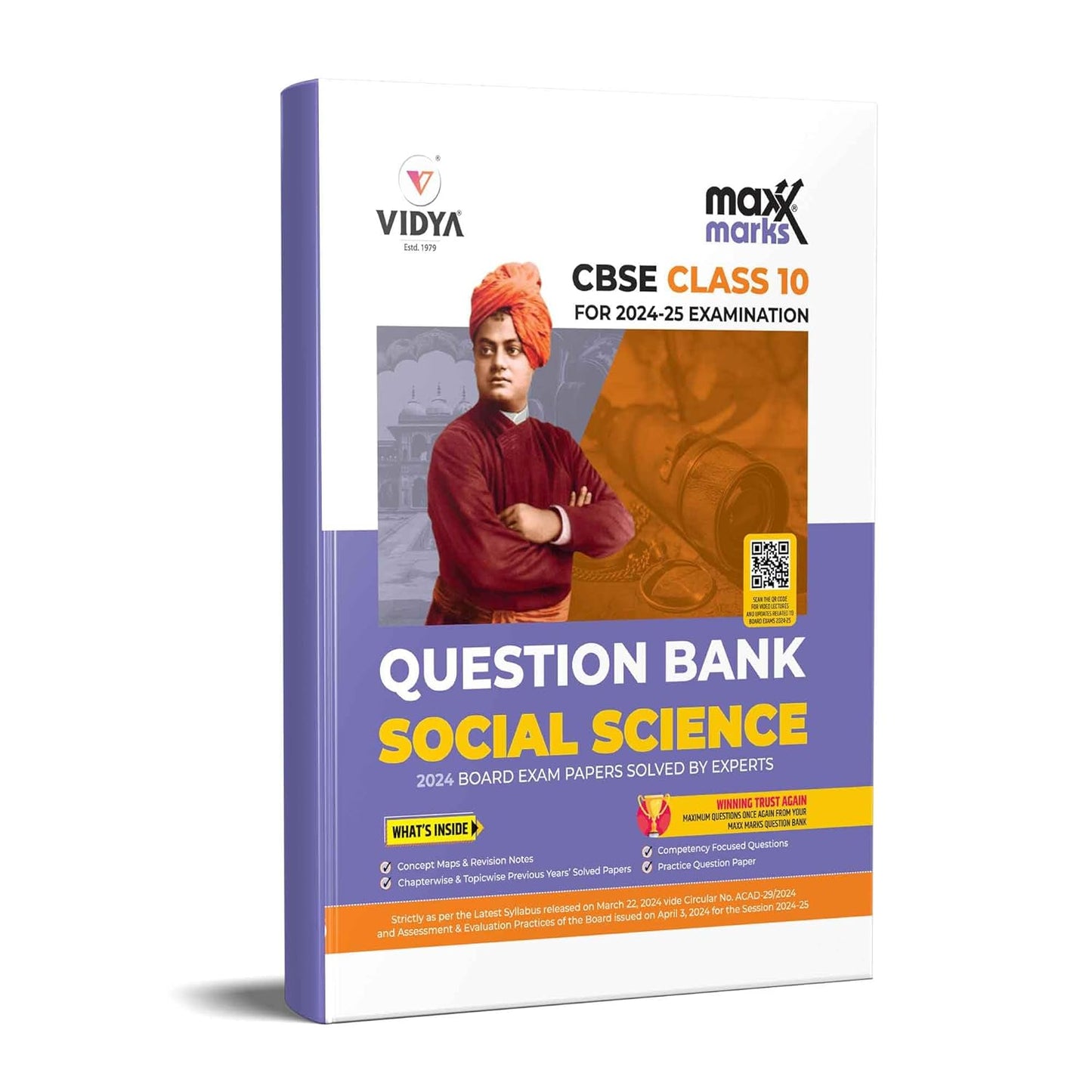 Vidya Question Bank Social Science For CBSE Class 10 - Latest for 2024-25 Session