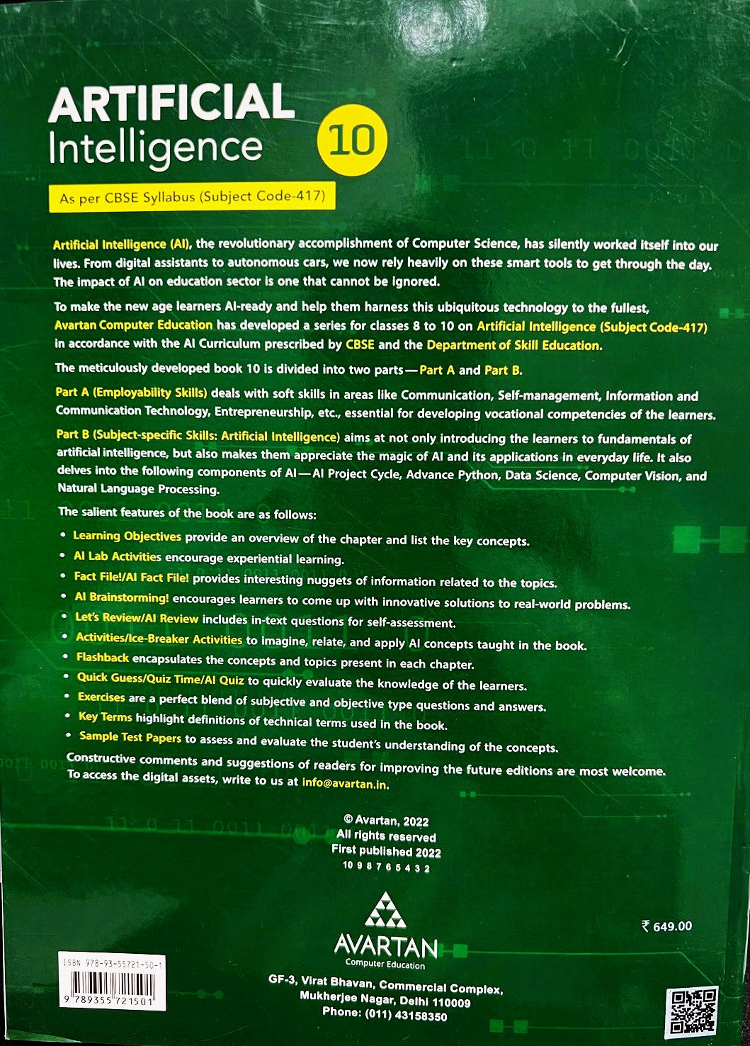 Avartan Artificial Intelligence for Class 10 (Subject Code 417) - Latest for 2025-26 Session. Paperback (As Per CBSE Syllabus)
