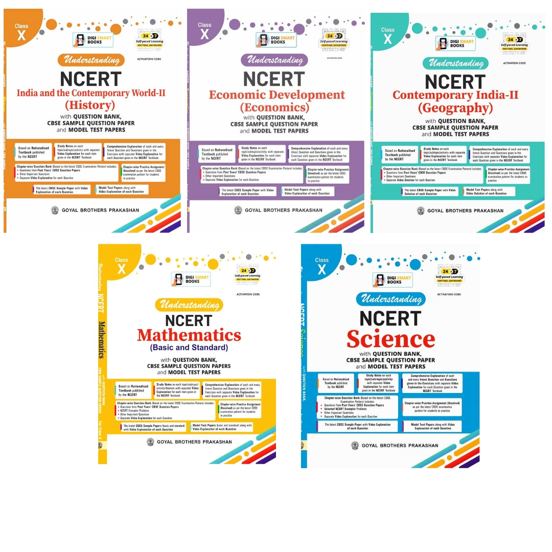 Goyal Understanding NCERT Geography, History, Economics, Mathematics and Science With Question Bank, CBSE Sample Question Papers and Model Test Paper Class 10 - Set of 5 Books - Latest for 2026 Examinations - Paperback Edition