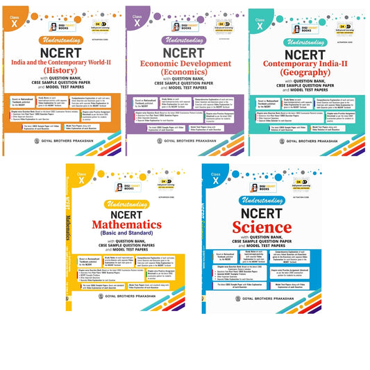Goyal Understanding NCERT Geography, History, Economics, Mathematics and Science With Question Bank, CBSE Sample Question Papers and Model Test Paper Class 10 - Set of 5 Books - Latest for 2026 Examinations - Paperback Edition