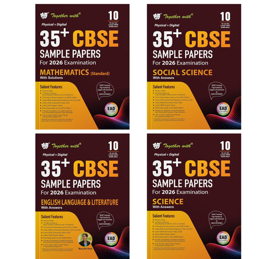 Together with CBSE EAD (Physical + Digital) 35+ Sample Paper Mathematics Standard, English Language Literature, Science & Social Science for Class 10 - Set of 4 Books - Latest for 2026 Examination - Paperback