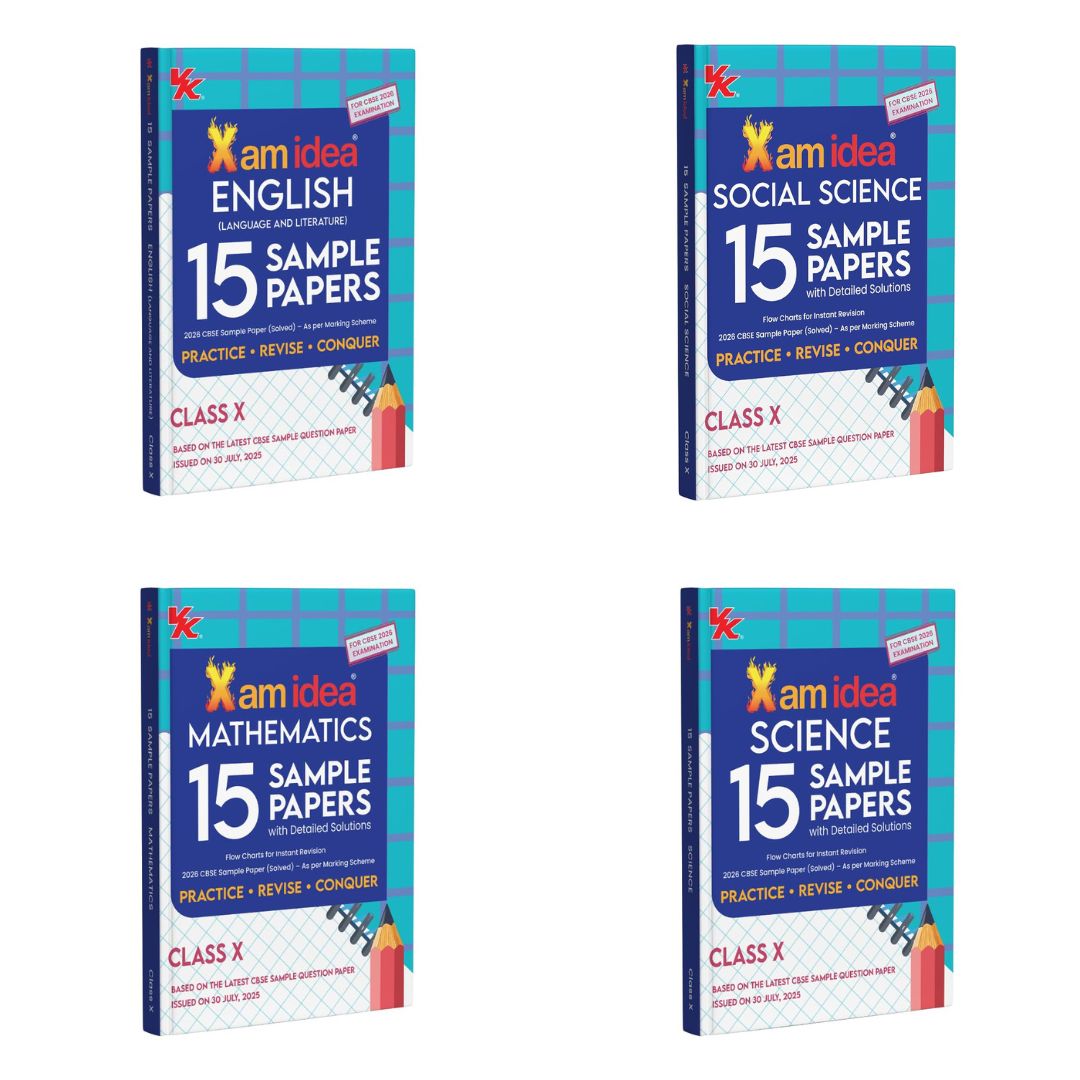 Xam idea CBSE 15 Sample Question Papers English (Language & Literature), Mathematics, Science and Social Science for Class 10 - Set of 4 Books - for 2026 Board Exams