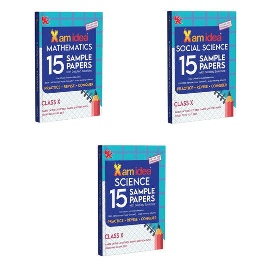 Xam idea CBSE 15 Sample Question Papers Mathematics, Science and Social Science Class 10  Set of 3 Books - for 2026 Board Exams