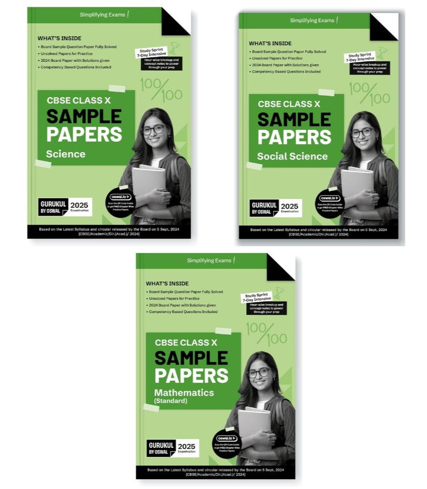 Oswal Gurukul CBSE Sample Question Papers Mathematics (Standard), Science & Social Science for Class 10 - Set of 3 Books - Latest for 2025 Examination - Paperback - (EXCLUSIVE DISCOUNT!)