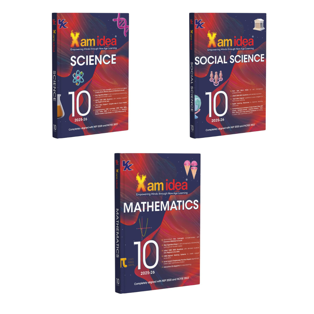 Xam Idea Class 10 Set of 3 Books Science, Mathematics & Social - For 2025-26 Examinations
