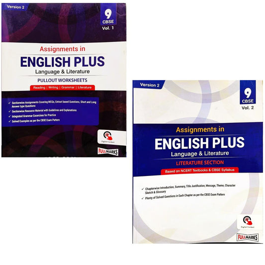 Full Marks Assignment in English Plus Language & Literature [Pullout Worksheets] & Literature Section (Based on NCERT Textbook & CBSE Syllabus) Version 2 {Vol.1 & 2} For Class 9 - Set of 2 books - Latest for 2025-26 Session