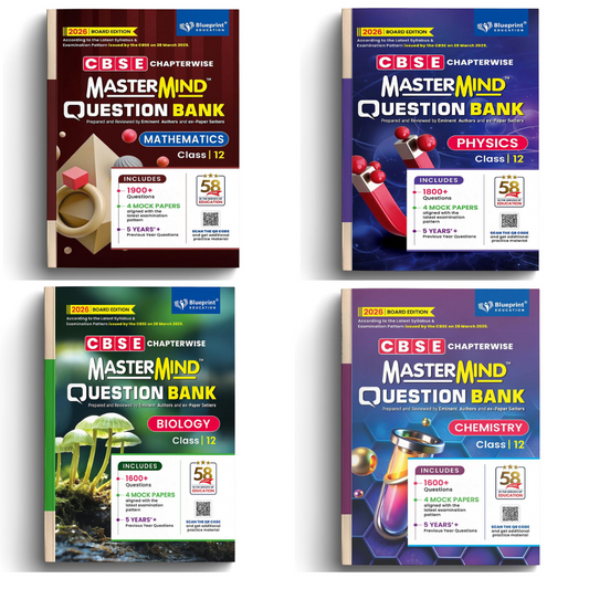 Blueprint Mastermind Question Bank Class 12 Physics, Chemistry, Mathematics and Biology. Set of 4 Books for 2025-26 Examination - Paperback