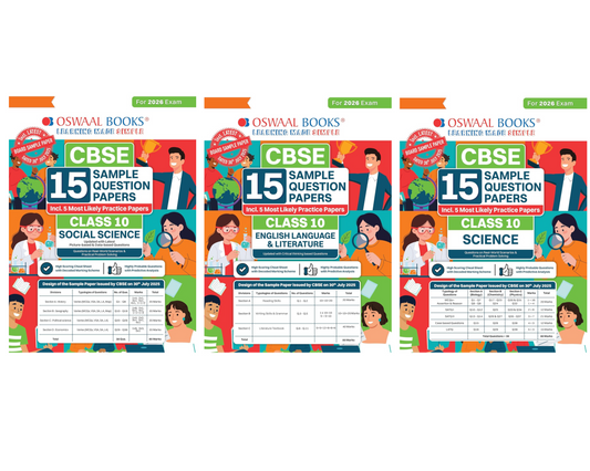 Oswaal CBSE 15 Sample Question Papers Social Science, Science and English Language and Literature For Class 10 (Set of 3 Books) - Latest for 2026 Board Exam's (Latest Edition)